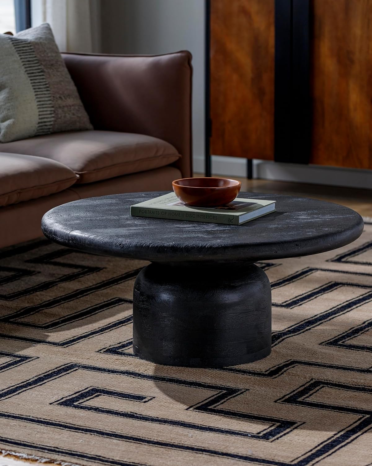 Mark&Day Coffee Table - Khaleah Modern Minimalist Black Round Coffee Tables for Living Room - Mid Century Center Tables for Office & Home Decor Furniture