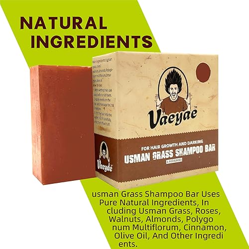 Miniatura 3 de Usman Grass - Barra de champú negra para adelgazamiento y oscurecimiento, plantas de hierba Usma, productos inversos para pérdida de cabello gris,