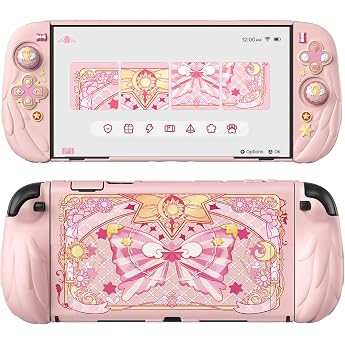 PlayVital Magic Wings Silicone Protective Case for Nintendo Switch 2 - Docking Anime Grip Case Cover with Adjustable Stand & Joysticks Caps for Switch 2 Accessories Pink