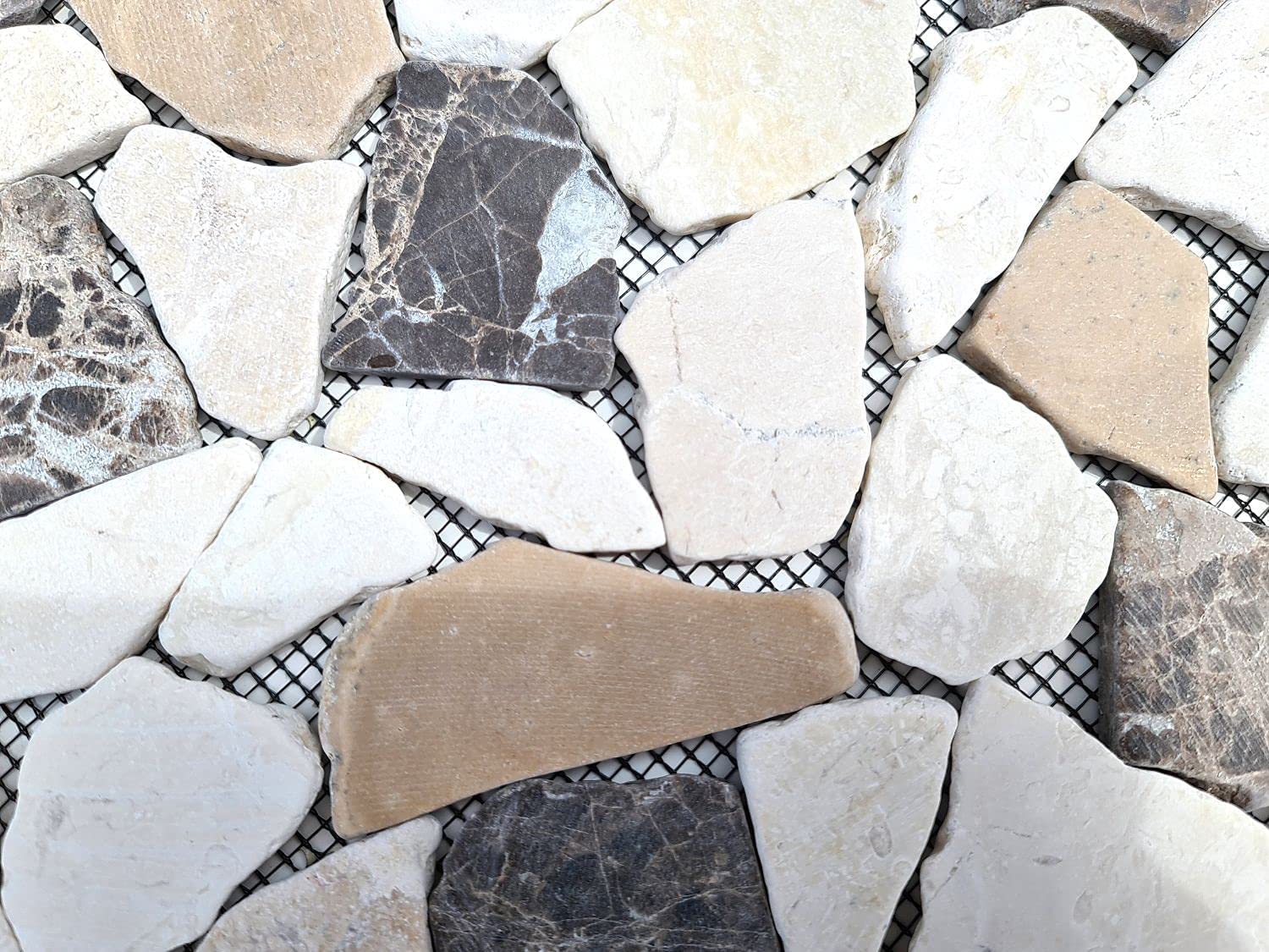 Piastrelle a mosaico in marmo naturale, beige, marrone, ciot CastanaoCream, per pavimenti, pareti, bagno, doccia, cucina, specchio, rivestimento, vasca da bagno, mosaico