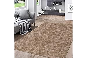 8' x 10' Taupe Solid-Color Machine-Washable Area Rug