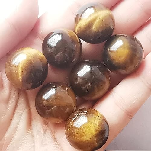 Miniatura 2 de 7 bolas de esfera de cristal de ojo de tigre natural, 0.78 pulgadas Feng Shui Chakra Aura decoración de escritorio para el hogar colección decorativa