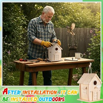 Liliful 2 Pack Wooden Bird House Kits for Kids, Rural Style