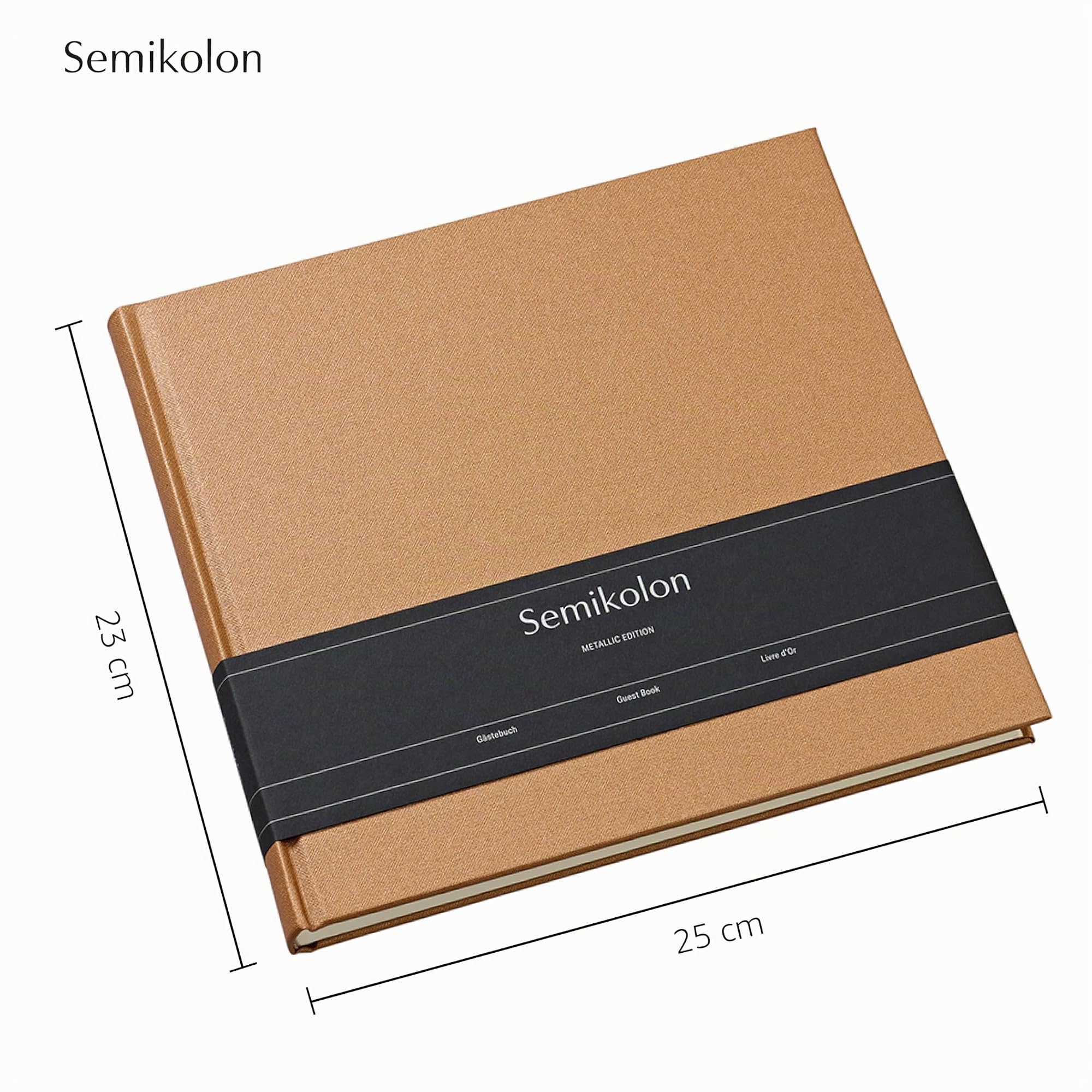 Semikolon 600088 Gästebuch - 25 x 23 cm - mit 180 blanko Seiten zum Selbstgestalten, Lesezeichen - Metallic Edition Urban Bronze