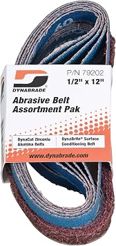 Dynabrade 79202 Belt Assortment Pak | 1/2"" 13 mm Wide x 12"" 305 mm Long | Assorted DynaCut and DynaBrite Belts | For Use with Dynabrade Abrasive Belt Tools