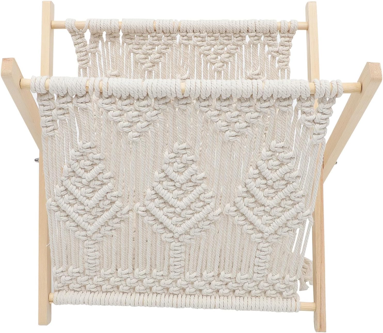 Rustic Woven Magazine Rack Cotton Rope Books Holder Desktop Storage Organizer for Home Office Newspaper Basket