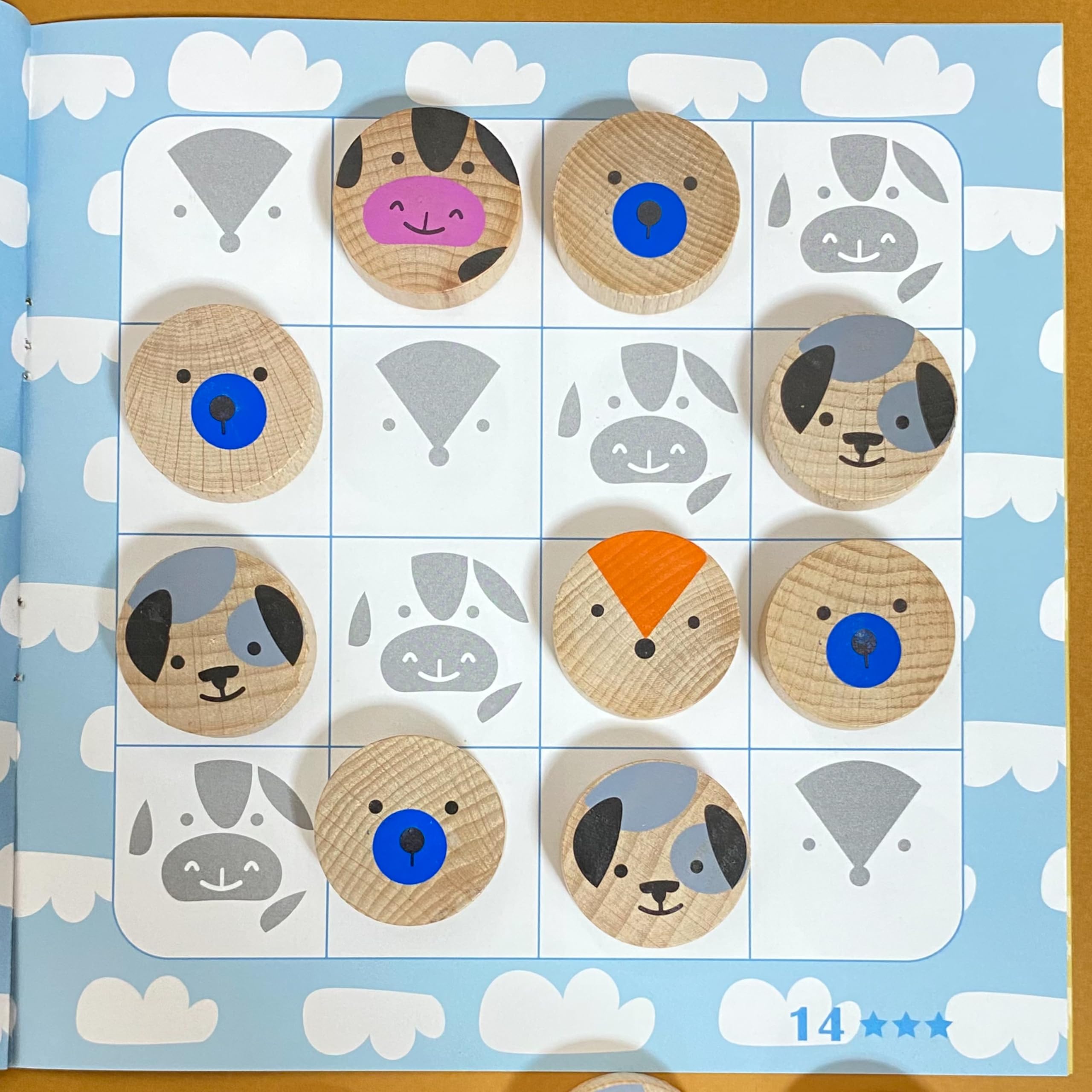 Sudoku Animales de Madera – Juego Educativo 4x4 con 20 Tareas – Estimula Lógica, Concentración y Motricidad Fina – A Partir de 3 Años