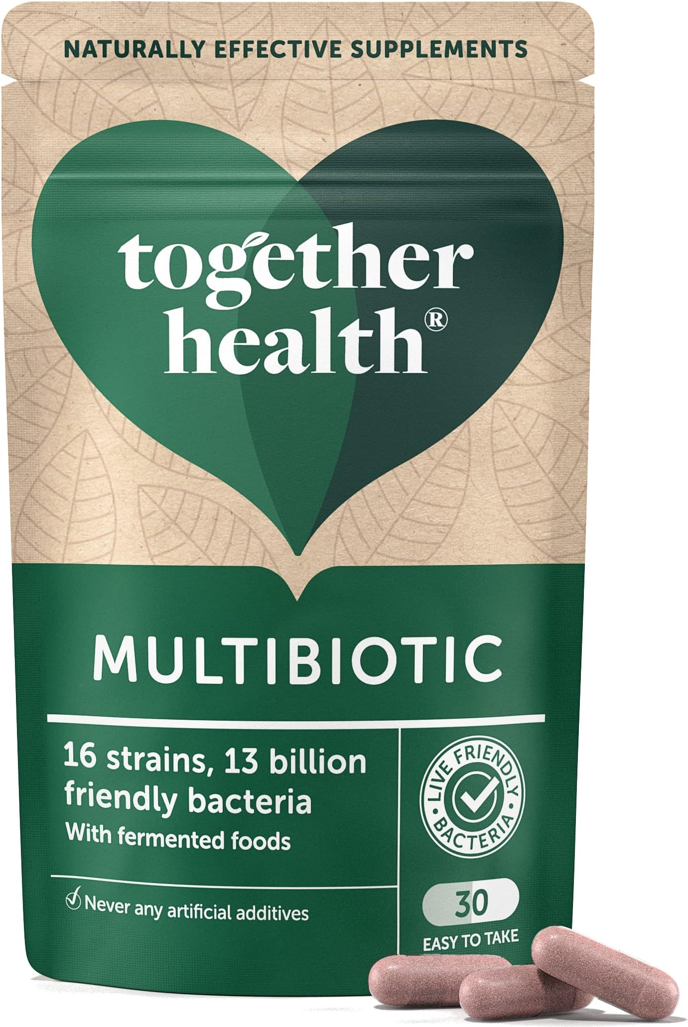 Multibiotic – Together Health – 36 Farm-Grown Fermented Foods - Multi Bacterial Strains with 13 Billion CFU – Vegan Friendly – Made in The UK – 30 Vegecaps