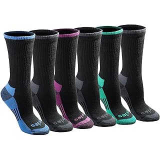 Dickies Women's Dri-Tech Essential Moisture Control Crew Socks, Available in S-XL (6, 12 Pairs)