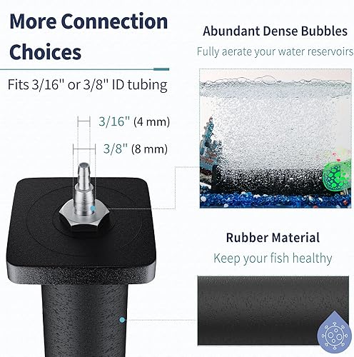 Miniatura 4 de Pawfly Cilindro de piedra de aire para acuario de 8 pulgadas para bomba más grande, difusor de burbujas para sistema de circulación de jardín de