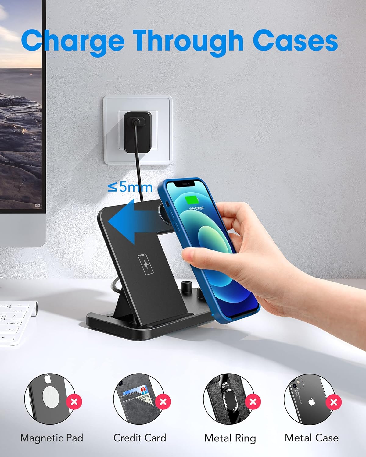 4 in 1 Wireless Charging Station, 2021 Upgraded Wireless Charger Stand Compatible with Apple Watch SE 6 5 4 3 2, AirPods Pro and Pencil, Fast Charging Dock for iPhone 13,12,11,11 Pro max,Xr,Xs,X : Cell Phones & Accessories