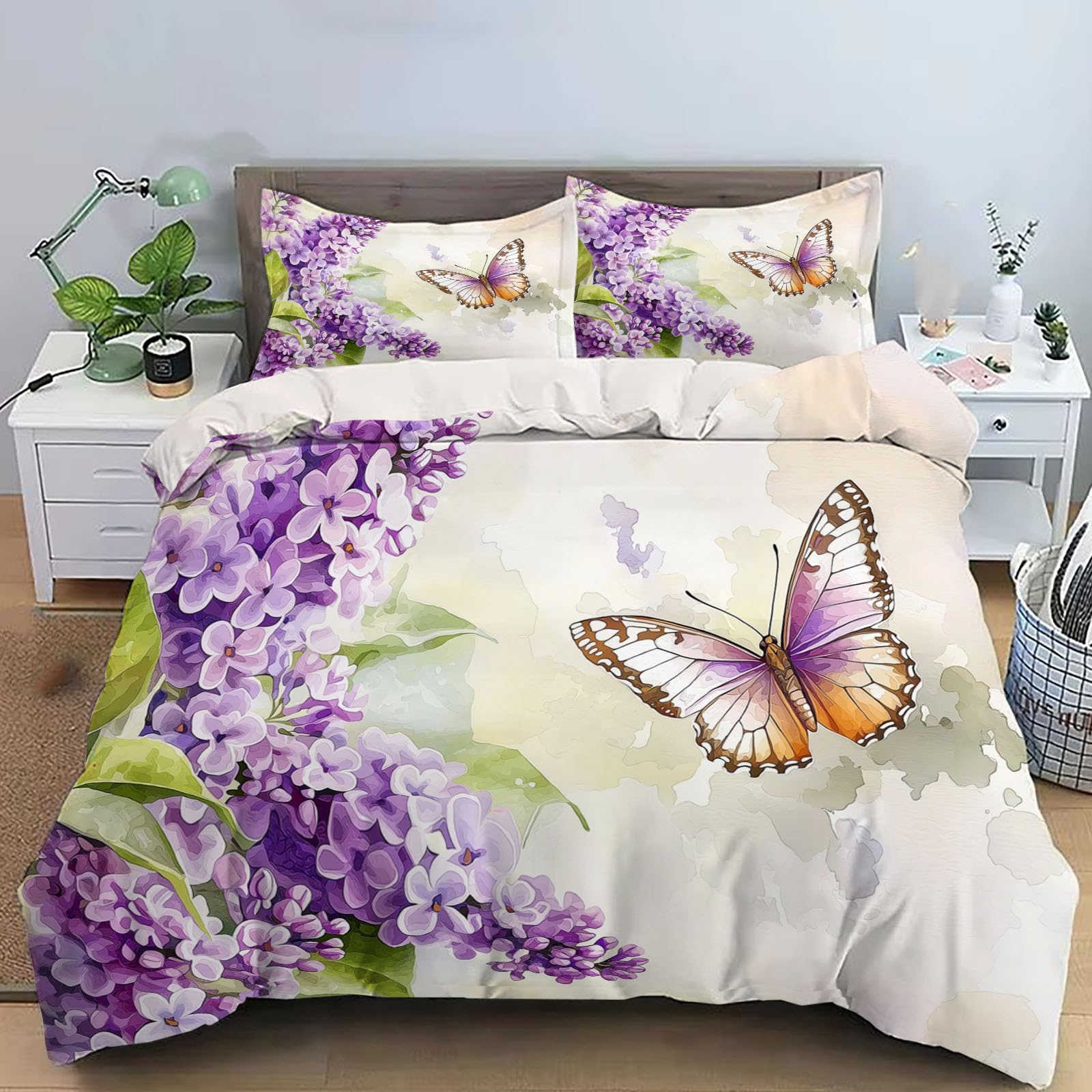 Housse de couette lilas 3 pièces contre l'inconfort nocturne
