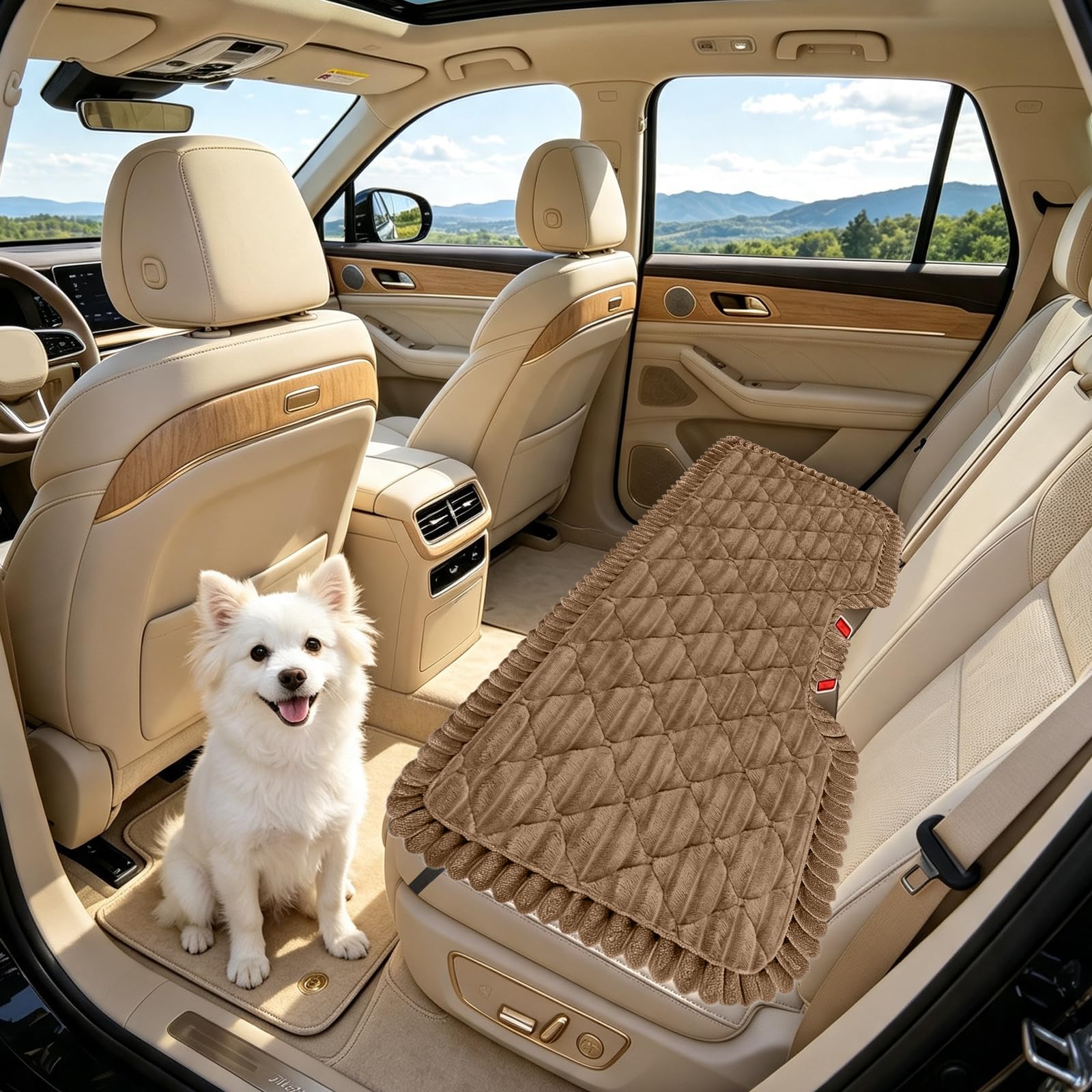 SYLC Dog Bed for Car Back Seat, Non-Slip Car Seat Cushion Cover Soft Plush