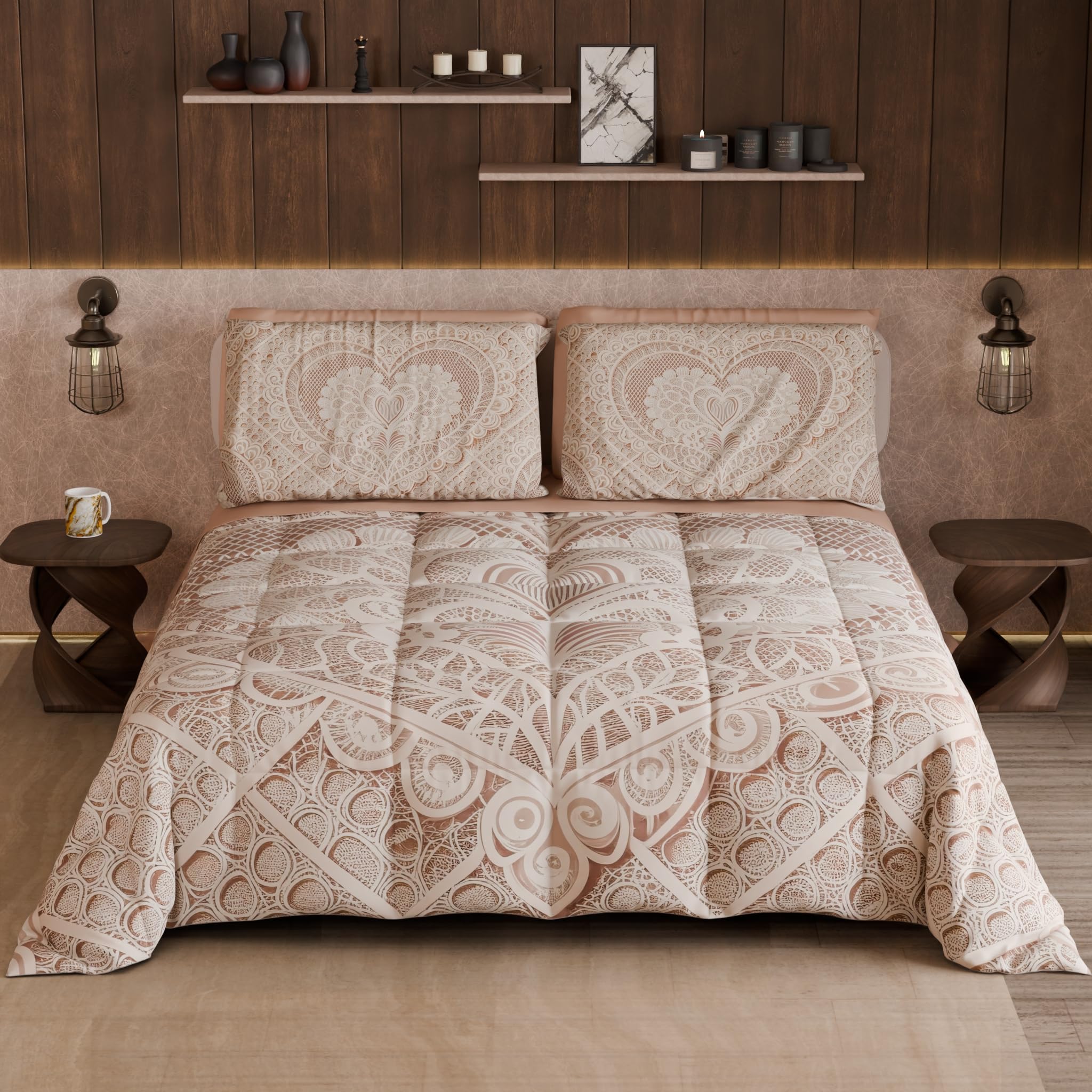 PETTI Artigiani Italiani - Trapunta Invernale, Piumone Matrimoniale Double Face Tinta Unita e Stampa Digitale, Shabby 04 321, 100% Microfibra, Made in Italy