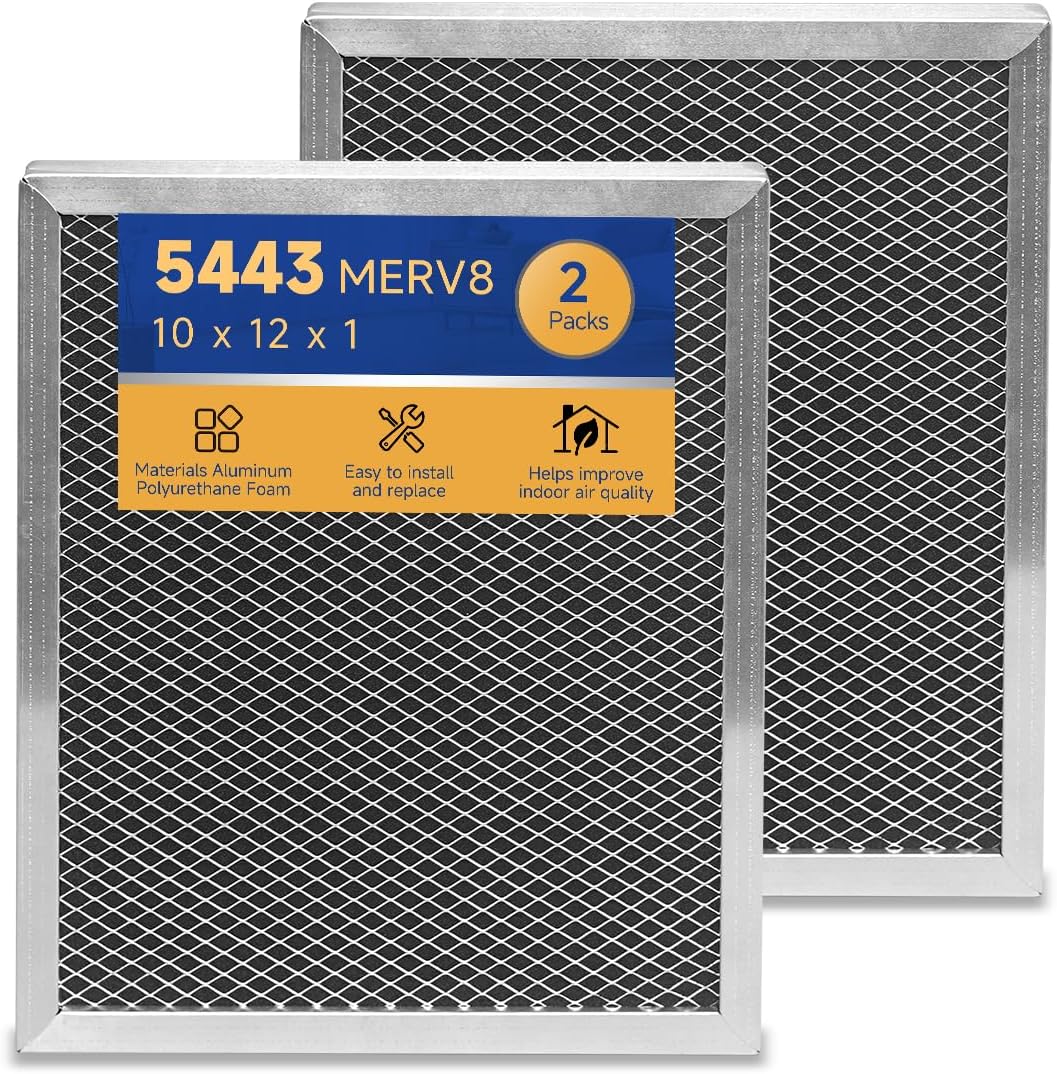5443 Dehumidifier Filter MERV 8 Washable 10x12x1 Compatible with Whole-House Dehumidifiers Models 1830 1850 1852 and Ventilation Models 8191 8192 Replacement Filter 2 Packs1