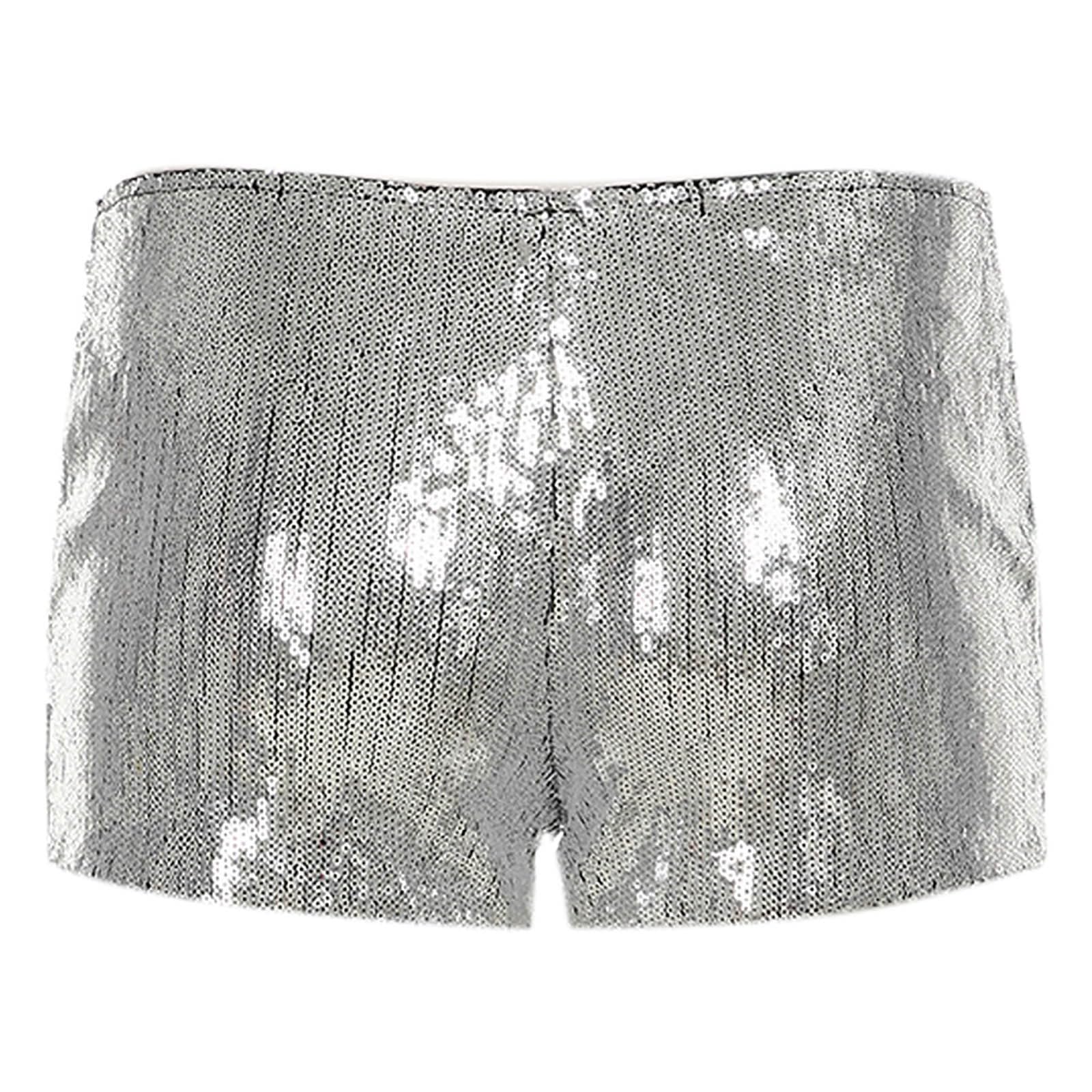 Mini pantalones cortos de lentejuelas para mujer, cintura baja, pierna recta, ajustados, brillantes, para fiesta, guepardo, salida nocturna, pantalones cortos de fiesta con purpurina para festivales