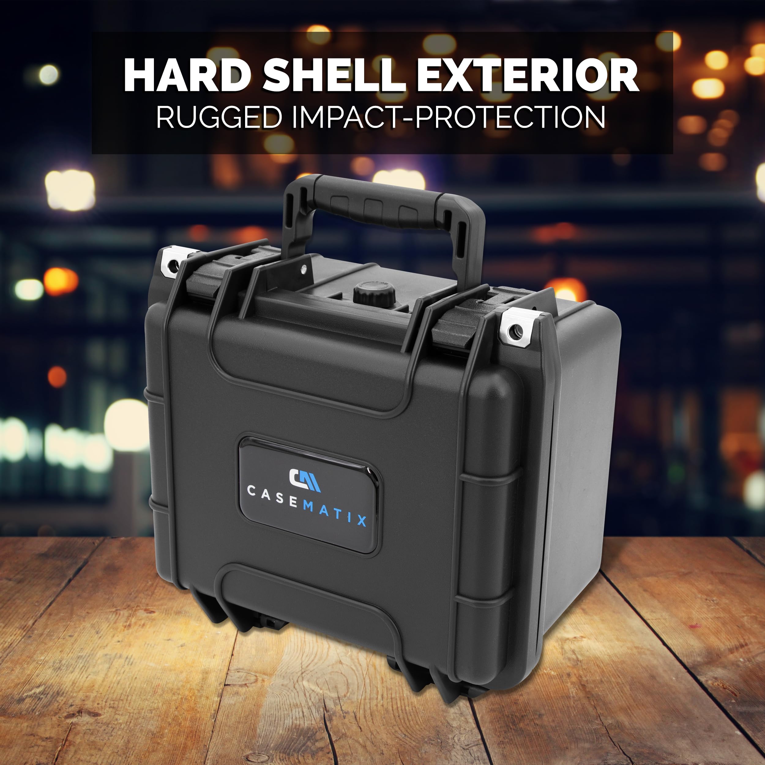 CASEMATIX Miniature Carrying Case for 43+ Miniatures - Hard Shell Miniature Storage Case with 3 Pre-Cut Foam Trays & 1 Customizable Tray Compatible with Warhammer 40k, DnD & More!, Black