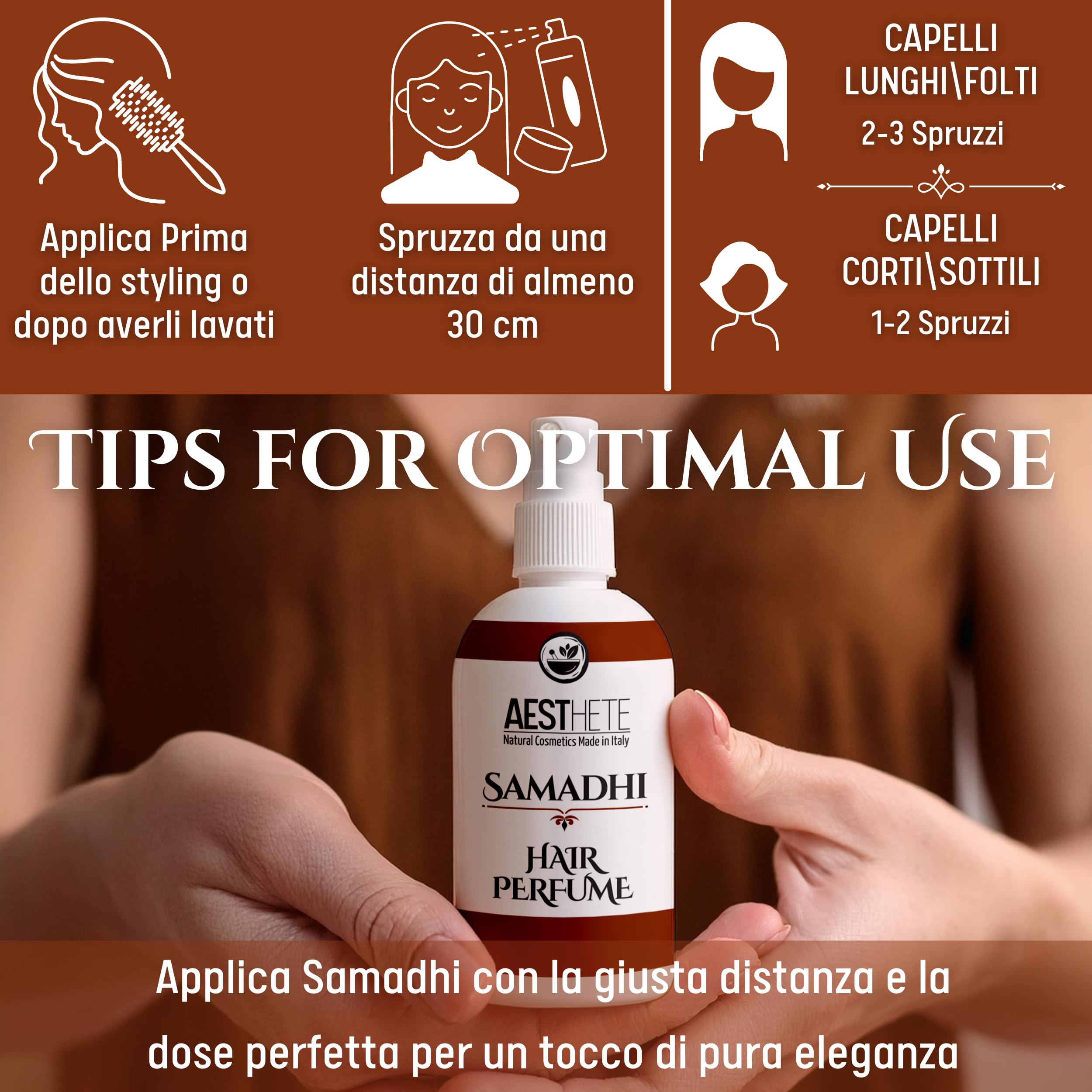Perfumy do włosów dla kobiet 50 ml – długotrwały zapach jaśminowy, waniliowy i cydrowy – bez alkoholu, naturalny, wyprodukowany we Włoszech. AESTHETE