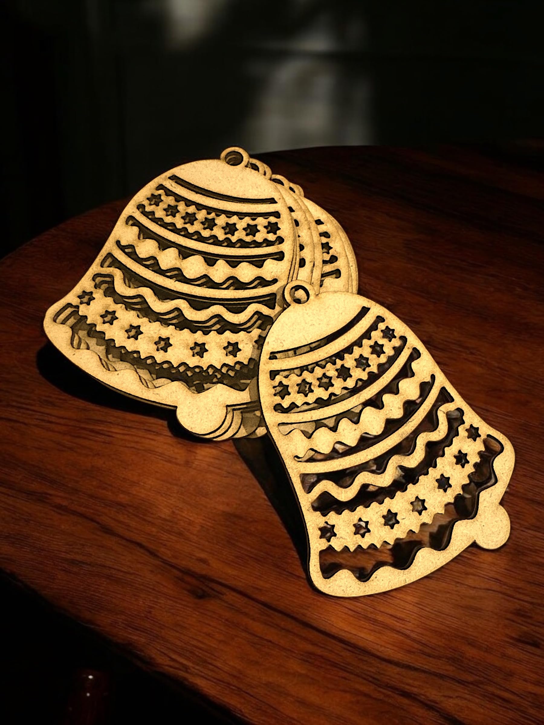 Bs amor Pack of 10 MDF Bell Cutout for Art and Craft, Christmas Festival Decoration, DIY Project Size is 4x3 Inch 1
