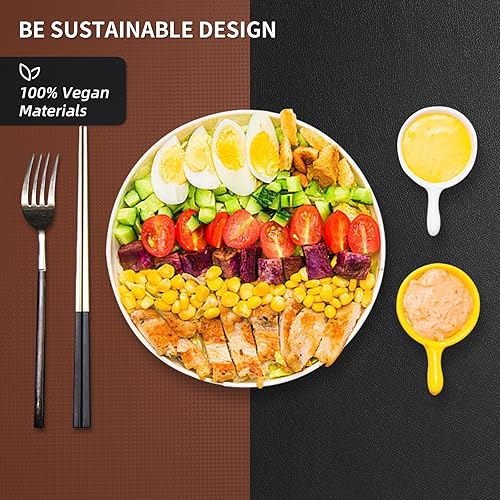 Miniatura 4 de Juego de 6 manteles individuales con posavasos de doble cara, resistentes al calor, resistentes a las manchas, manteles individuales de piel