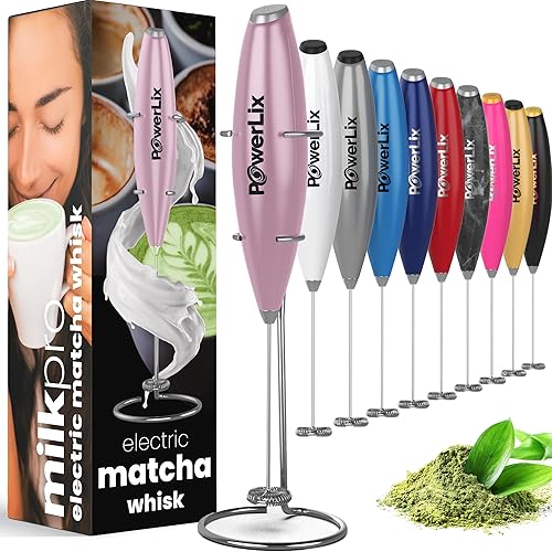 PowerLix Espumador de leche de mano con pilas para café, café con leche, capuchino, chocolate caliente, mini bebida duradera.