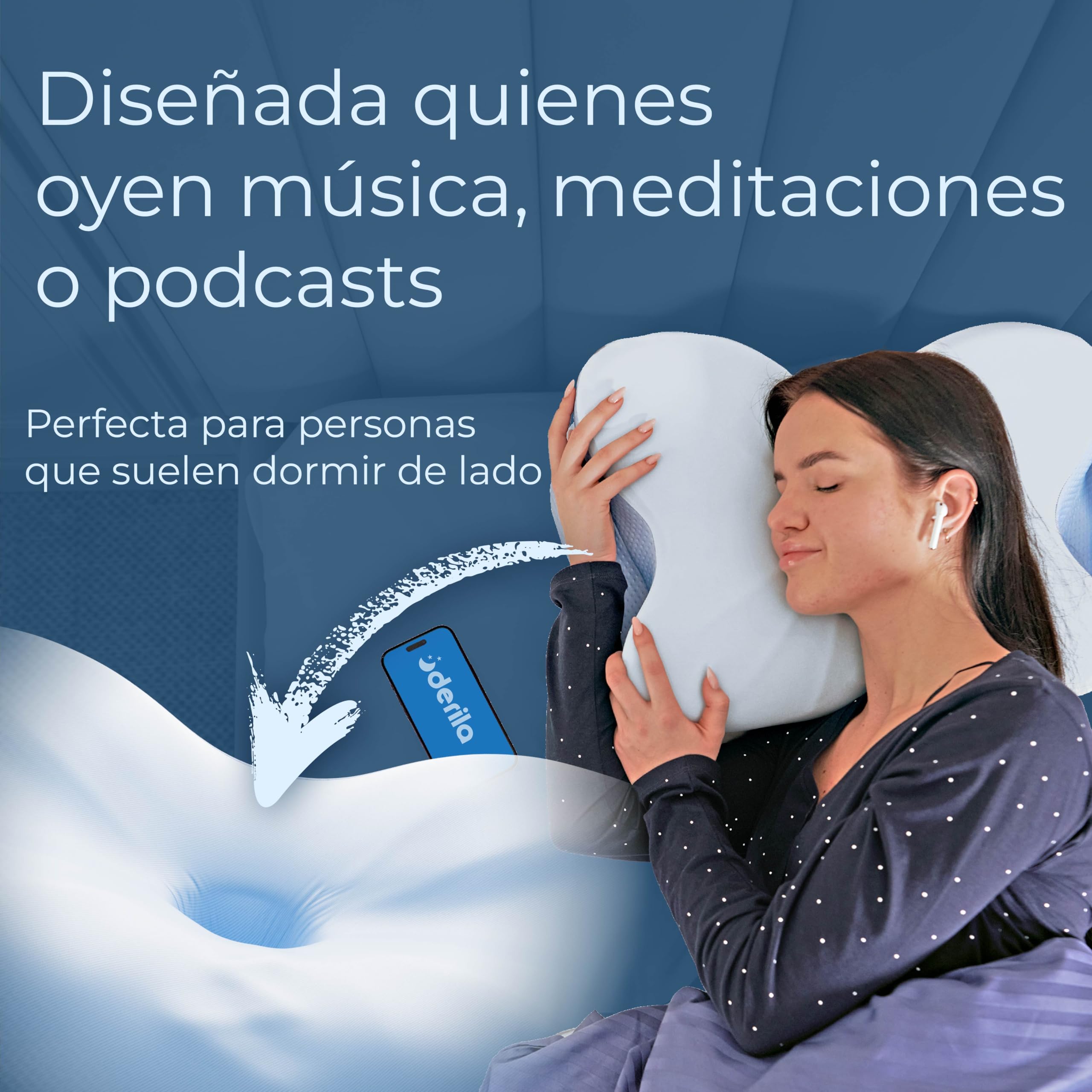 Derila Ergo Almohada Cervicales y Cuello Viscoelástica, Diseño Mariposa, Mejor Calidad de Sueño y Tecnología de Enfriamiento, Dormir de Lado, Espalda y Estómago