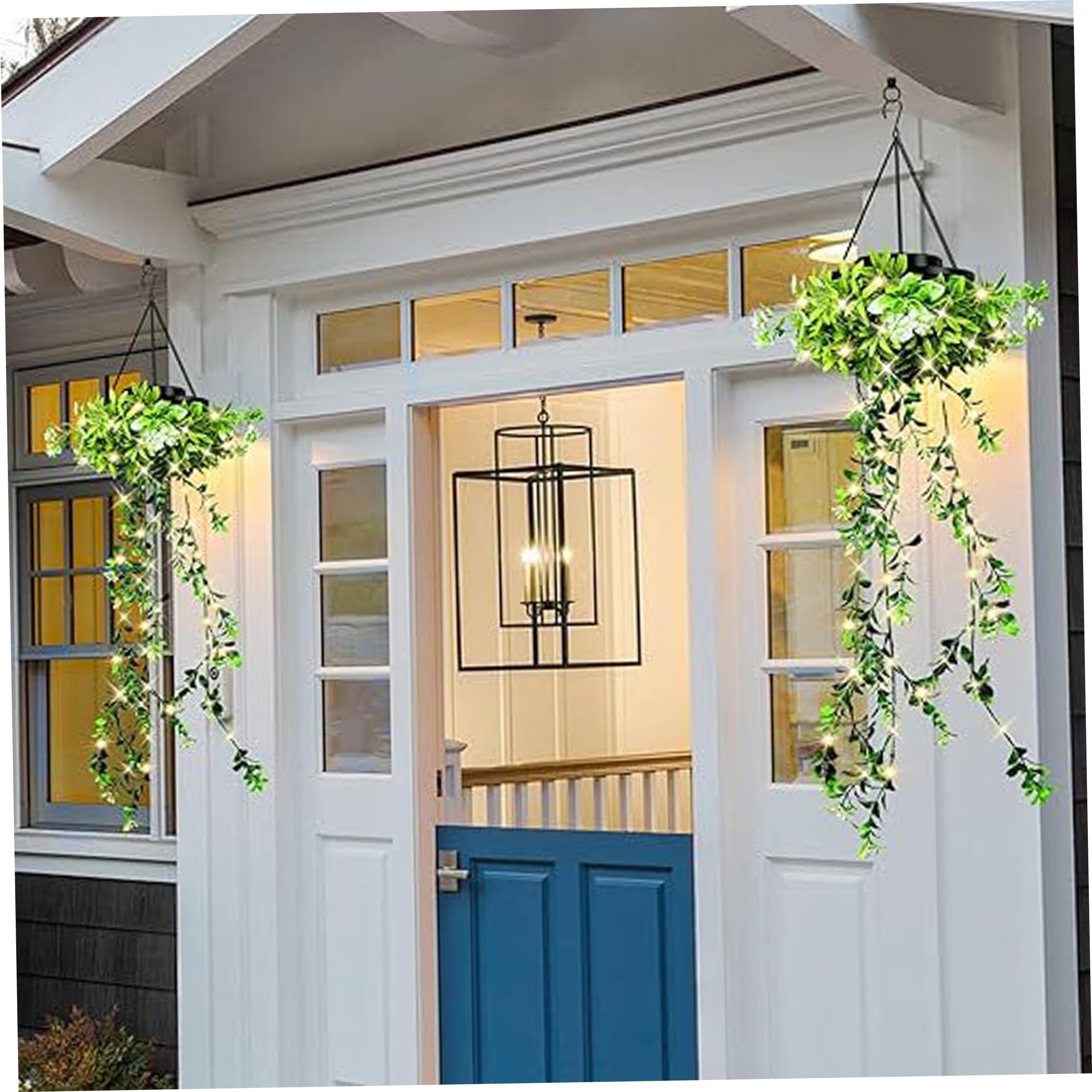 Comebachome Solar Hanging Plants, Vivid Faux Hanging Plants Outdoor Waterproof Artificial Milan Grass Ivy Lights for Garden, Balcony & Patio Decor, Solar, Artificial Decor
