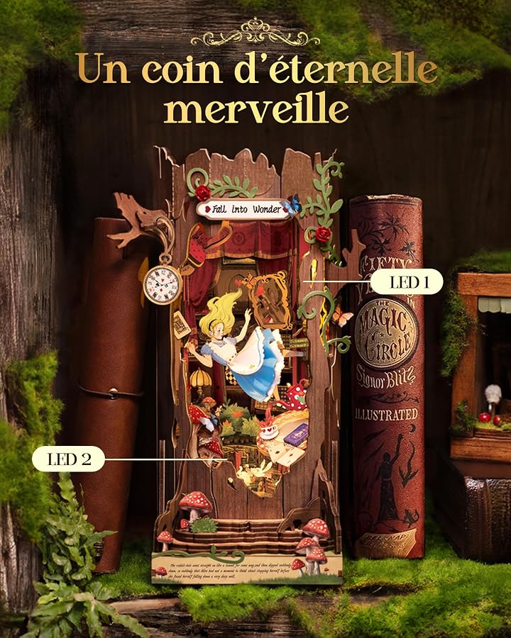 Rolife Book Nook Kit Fall into Wonder DIY (kendin yap) minyatür ev mo… - Görsel 5