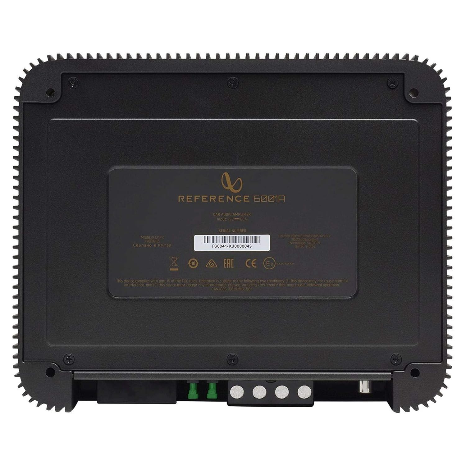 Infinity Reference-6001A Mono Amplifier bottom view with serial number