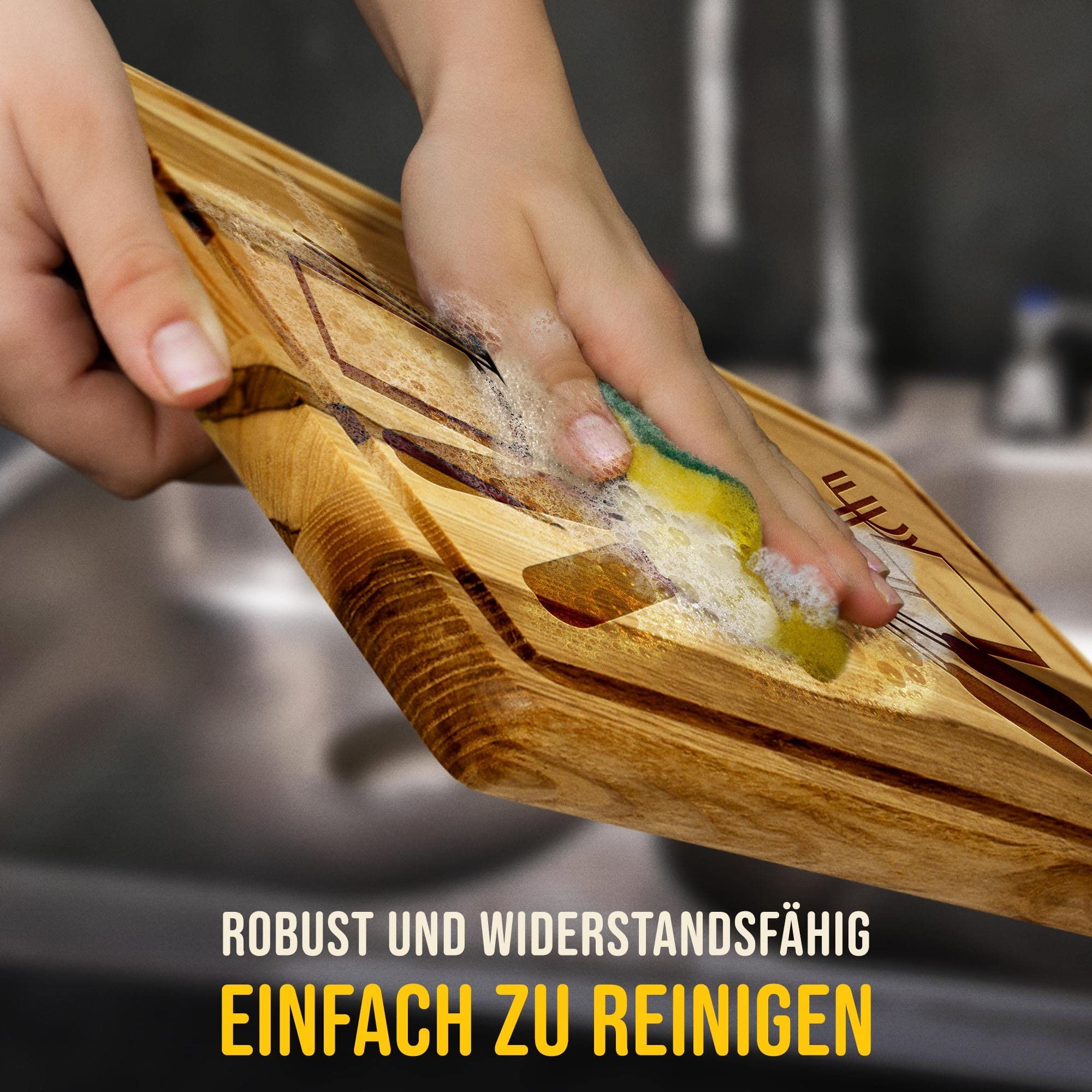 Großes Holzbrett mit Gravur - Chefkoch Papa - Schneidebrett gravieren| Eschenholz, 40 x 25 x 2 cm, Geschenk mit Gravur, Geschenk für Papa
