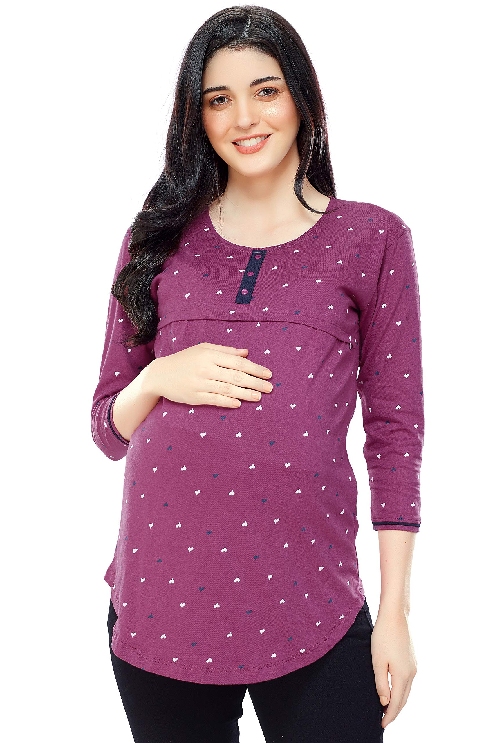Women's Cotton Regular Fit Maternity Top-image-5