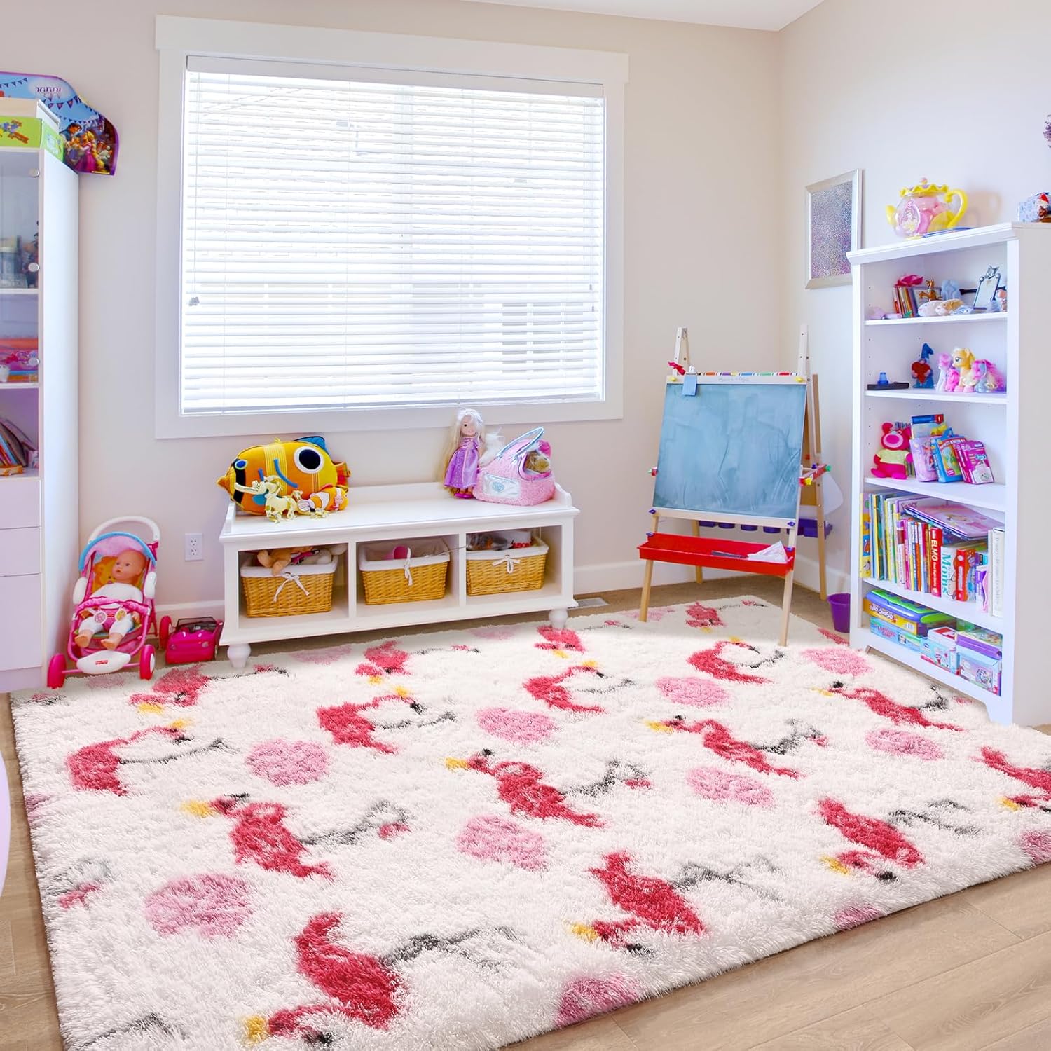 Amazon.com: Keeko Flamingo Fluffy Area Rugs for Living Room Pink, 5x8 ...
