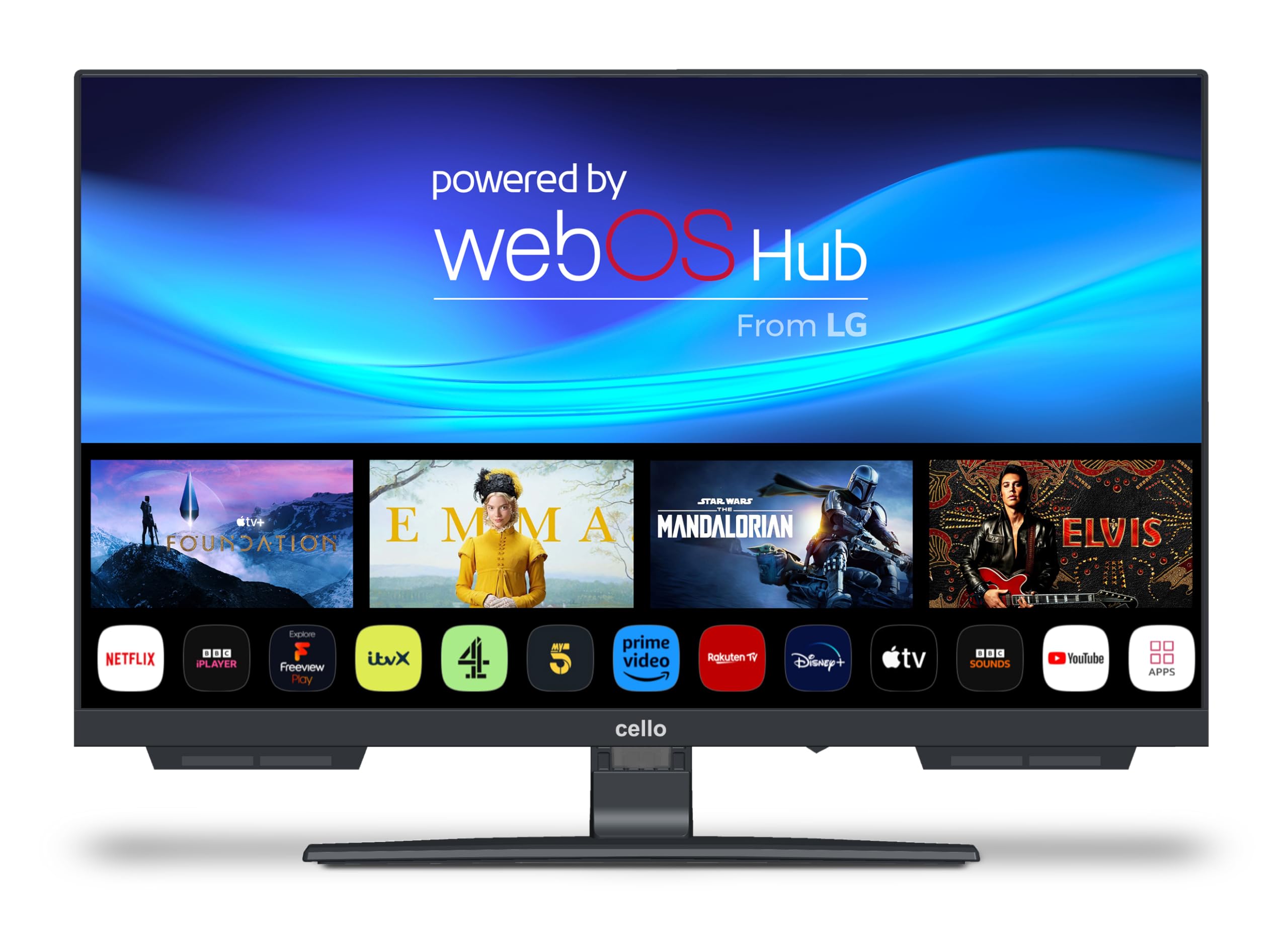 New Cello 24 Inch Smart Frameless Hd Ready 720P Tv C2424wsh, Mains Powered, Webos By Lg, Freeview Play, Freesat, Bluetooth, Pitch Perfect Speakers, Uk Mad