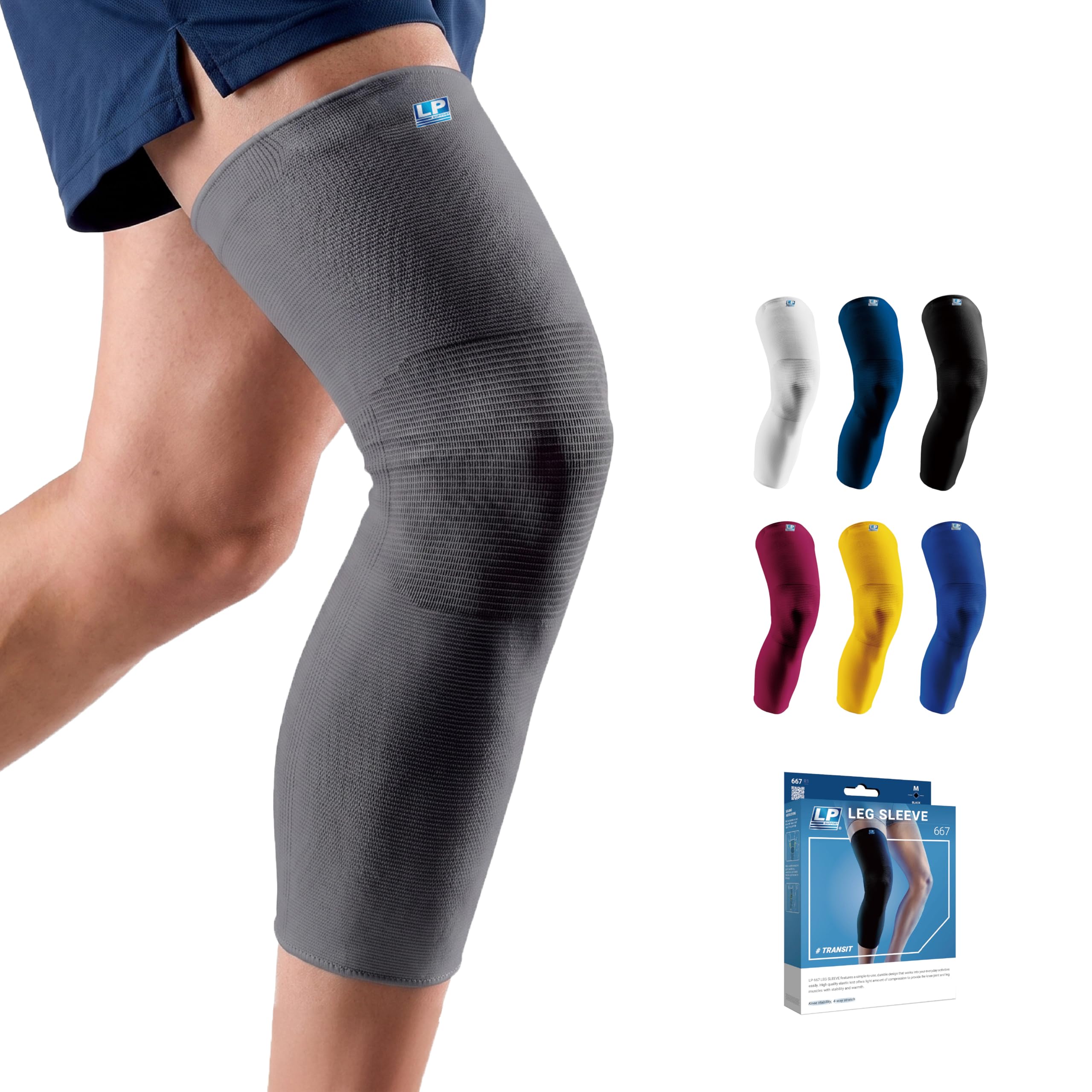 LP SUPPORT 667 Compression Sleeve Leg Full Length for Sports, Cycling, Running, Basketball, for Men Women (S - XL)