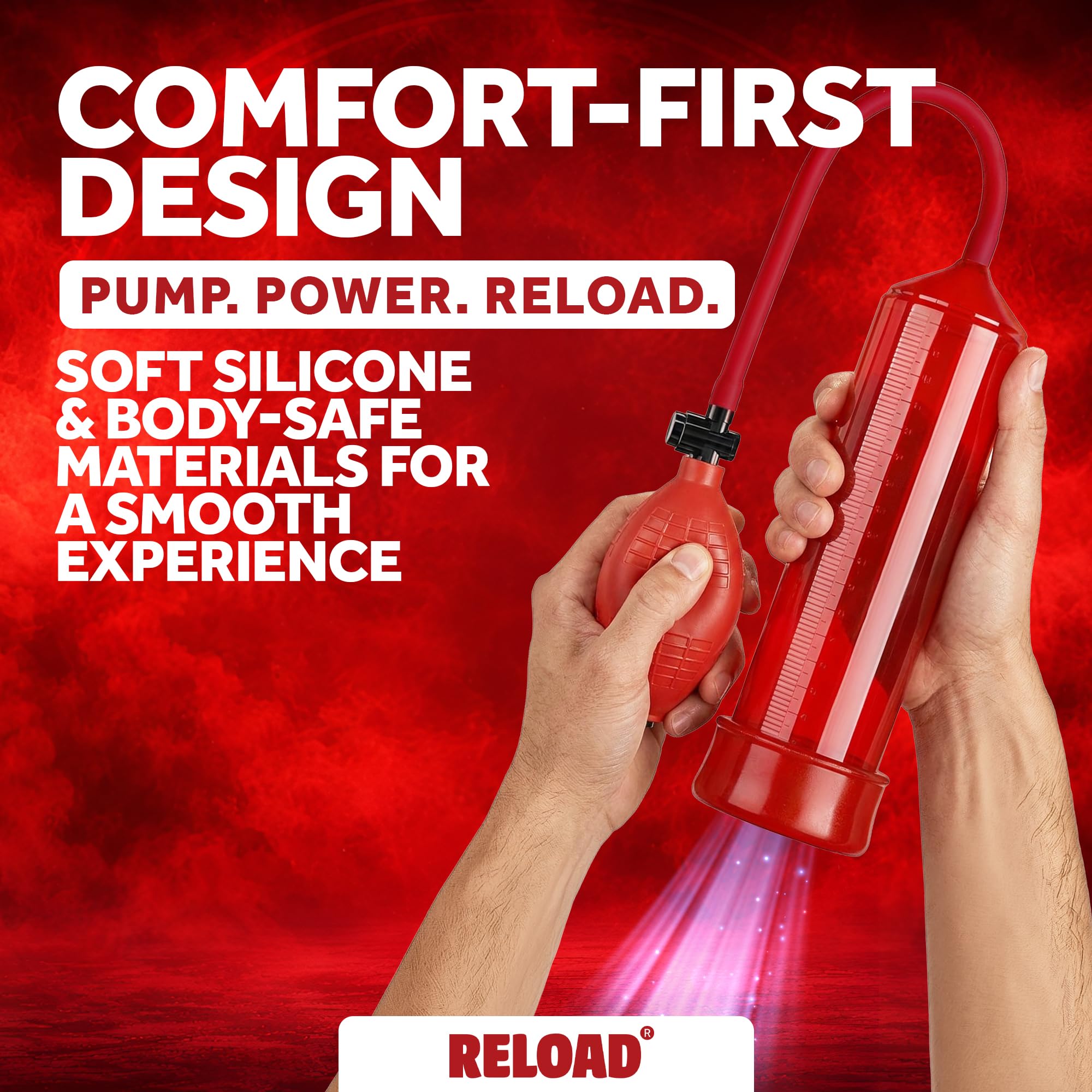 Reload The O.G. : pompe à pénis pour l'érection masculine, pompe à vide à commande manuelle dotée d'un design confortable en silicone souple, fabriquée dans un matériau sans danger pour le corps