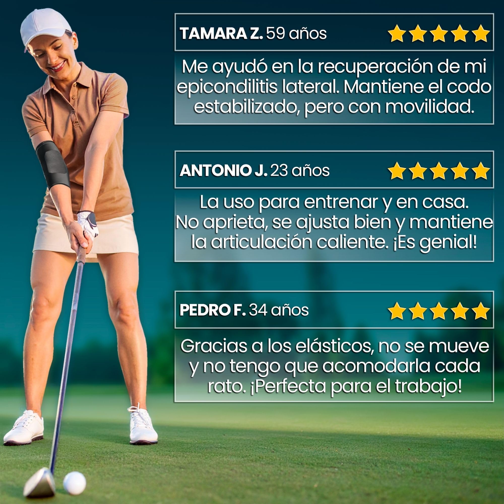 NativoDex Codera de Compresión para Epicondilitis y Tendinitis | Manga para Codo de Tenista y Golfista | Soporte Articular para el Día a Día, Tenis y Pádel | Hombre y Mujer