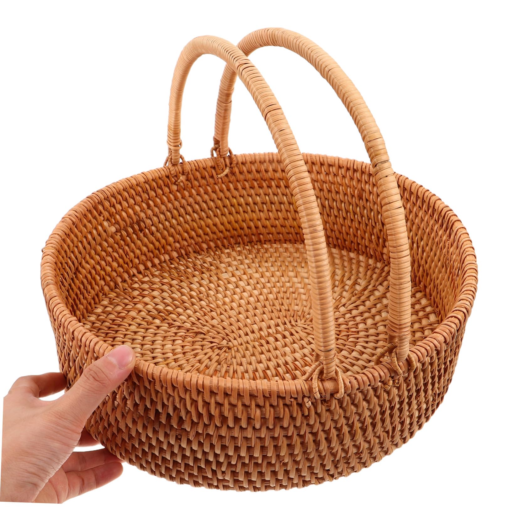 Homoyoyo Cesta de Mimbre Trenzada con Asa Resistente y Duradera Organizador de Ratán Hecho Mano para Picnic Almacenamiento de Frutas y Verduras para Bodas Shower y Decoración del Hogar