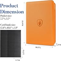 Vista 6 de Carpeta Premium de Tarjetas con Cremallera, Carpeta de Tarjetas Coleccionables Fabmaker de 9 Bolsillos, Cubierta de PU, Álbum de Colección