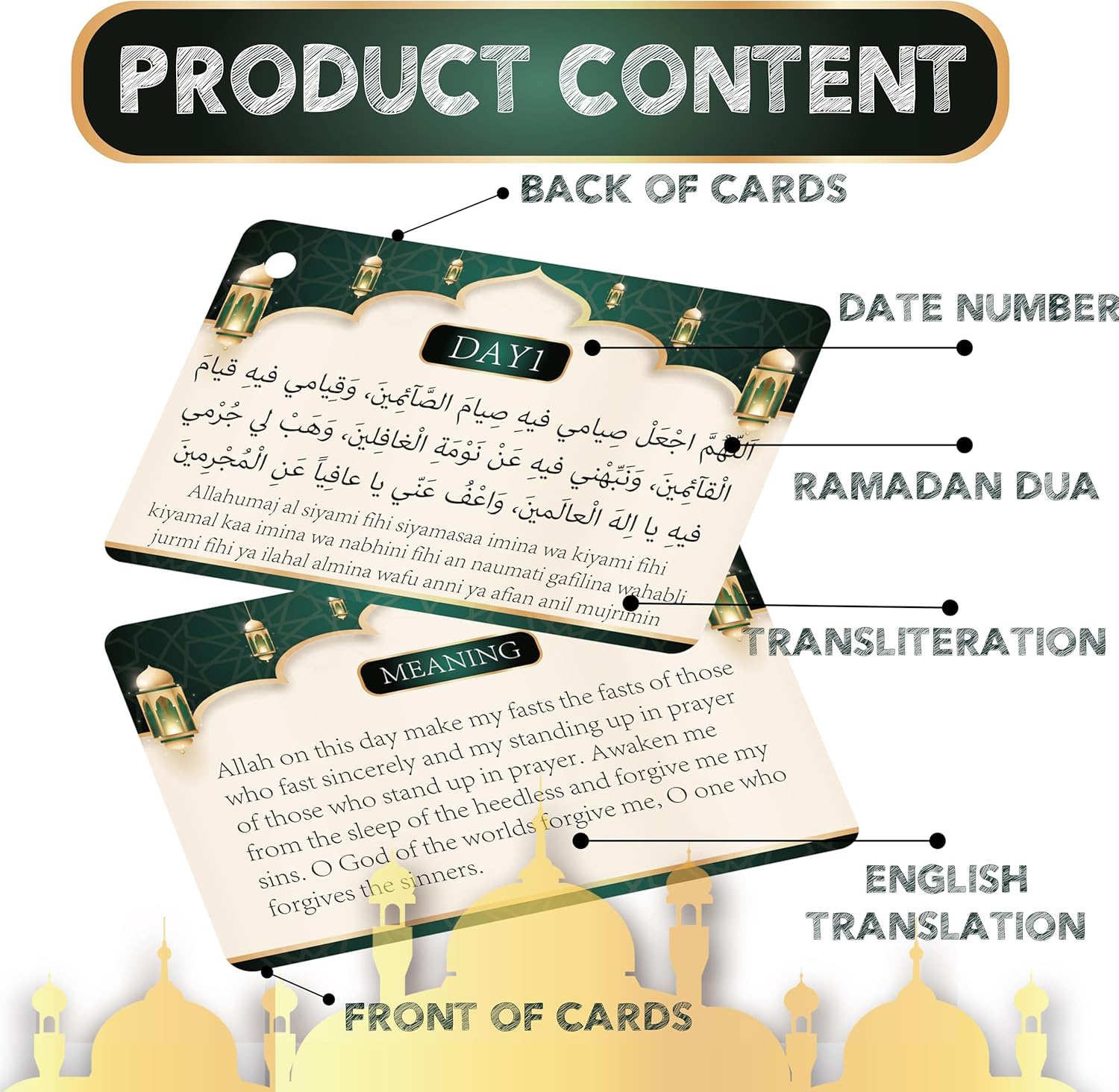 30 Daily Ramadan dua Card Set,Ramadan dua Cards Arabic & English with English meening for Kindergarten, Preschool, Homeschool - Image 2