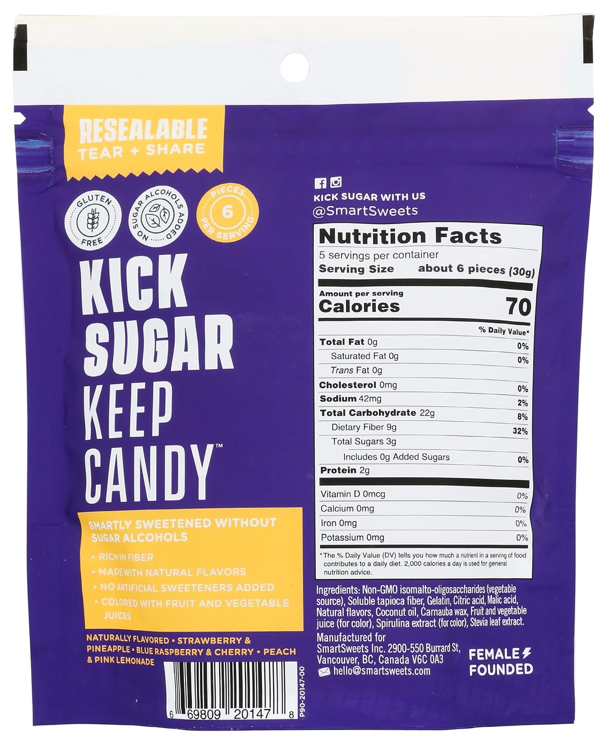 SMART SWEETS Gummy Worms, 5.3 OZ