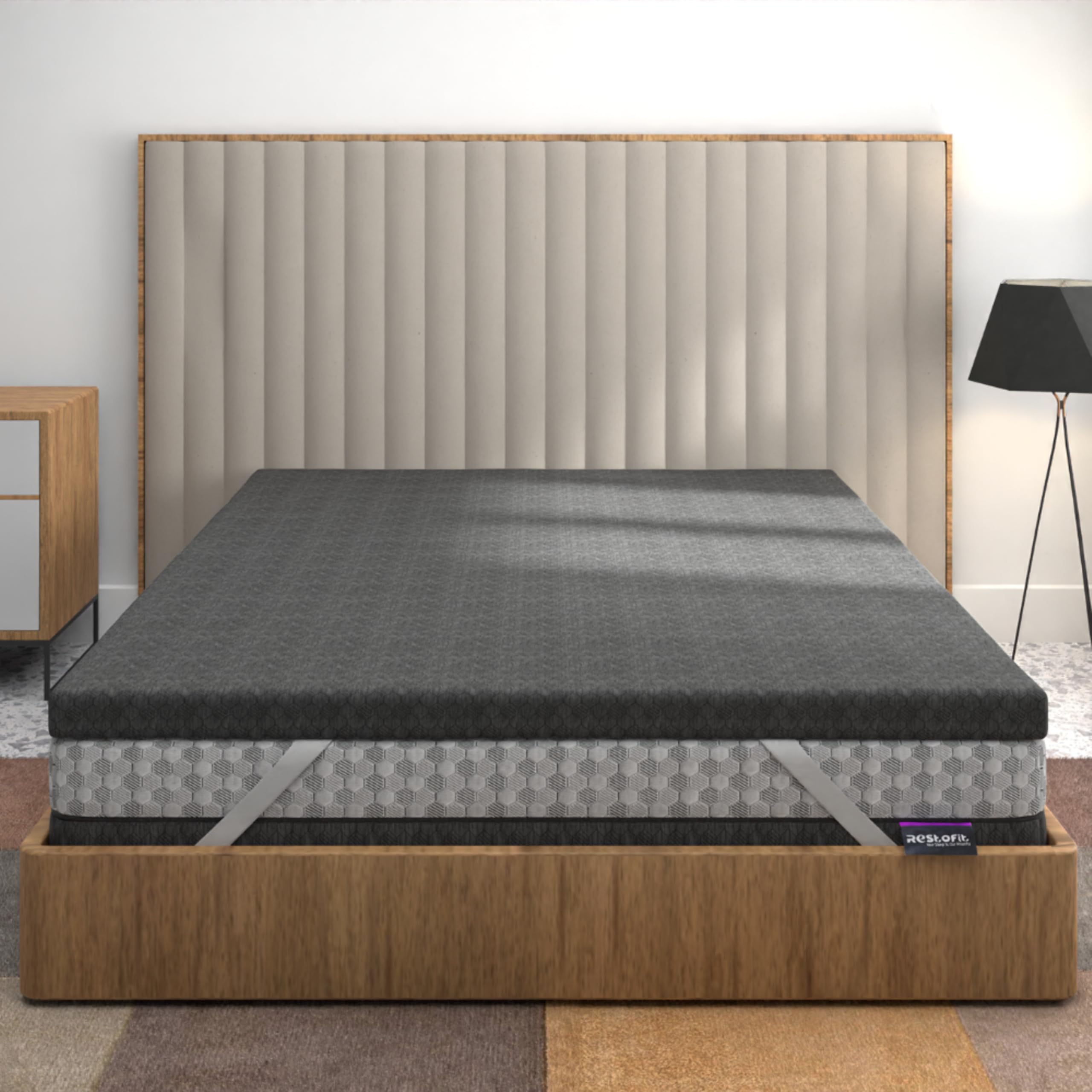 Restofit 2 Inch Gel Infused Memory Foam Mattress Topper | 78x72x2 Inches, King Size Topper | Cooling Pad for Back Pain, Bed Topper with Viscose Cotton Fabric, Soft & Breathable