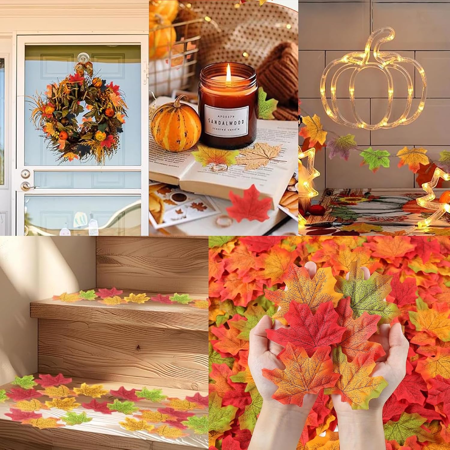 200Pcs Fake Fall Leaves, 8cm/3.15inch Autumn Leaves, Fall Party Decorations Maple Leaf Cutouts Decor, Artificial Plastic Craft Autumn Decoration for Thanksgiving, Party Weddings (200) image 5