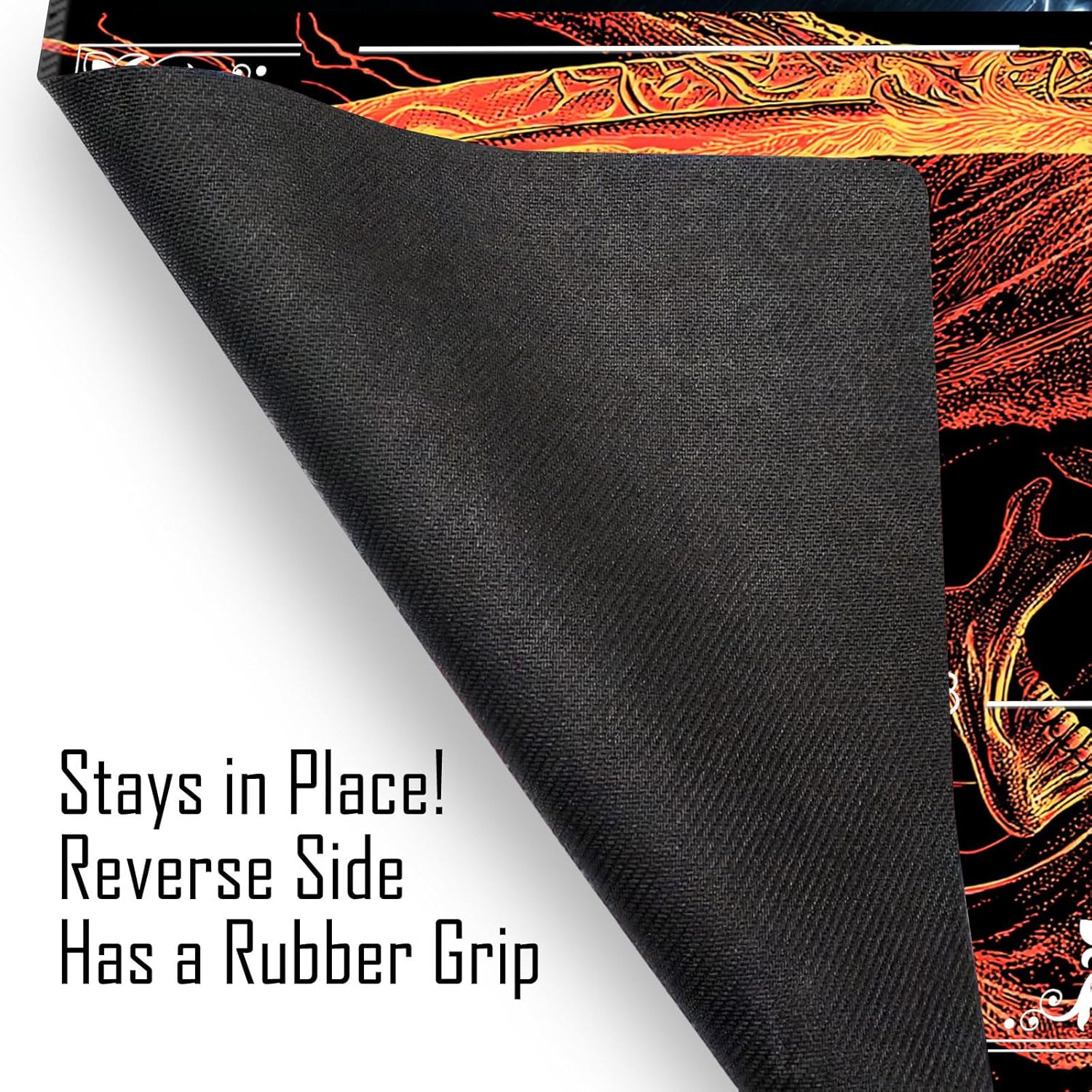 Premium Stitched MTG Playmat with Zones and Non-Slip Rubber Backing - TCG Play Mat for MTG and Other Card Games, Red Glow Skull
