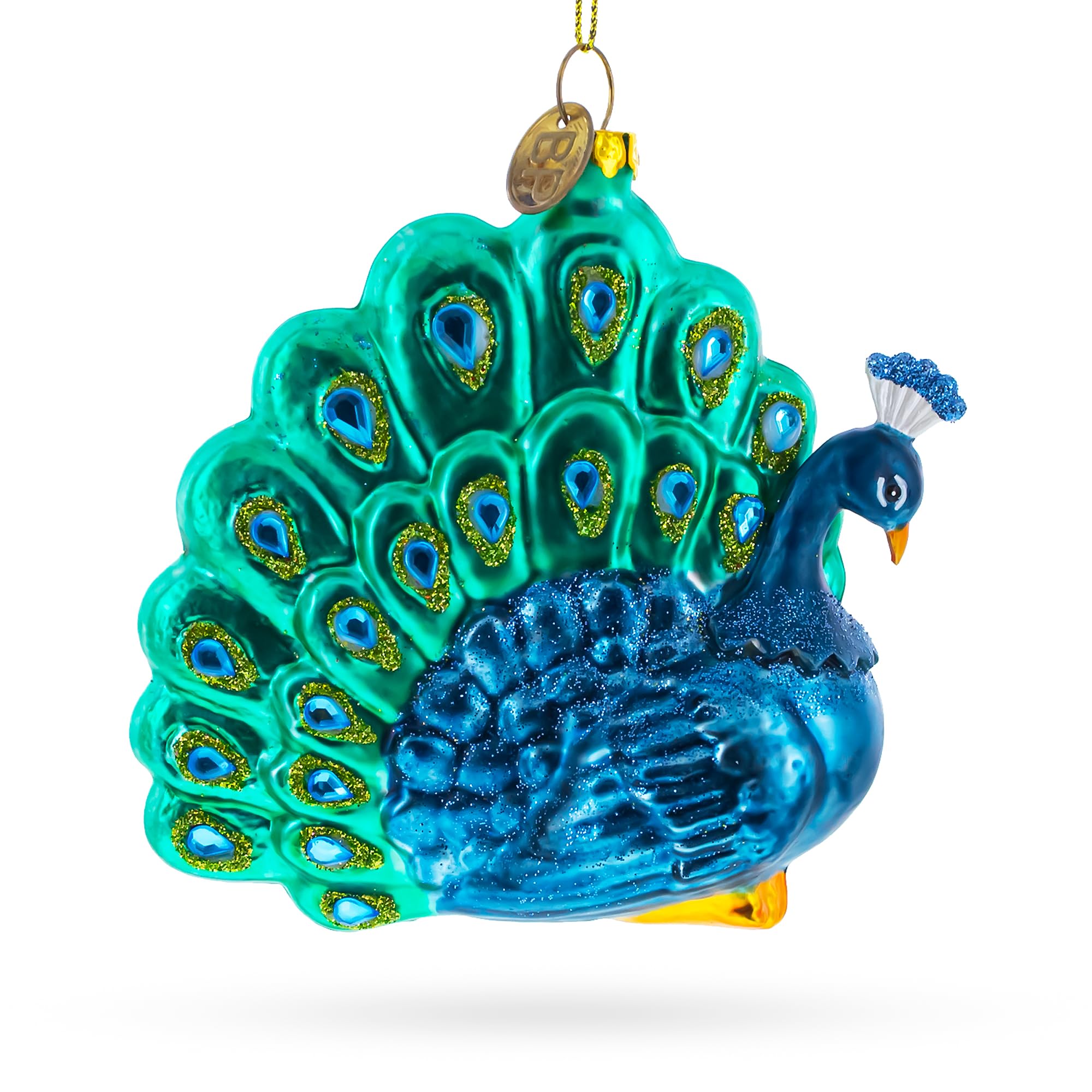 Décoration de Noël en verre pour sapin thématique BestPysanky Paon