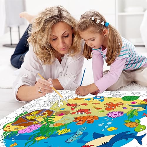 Miniatura 5 de Póster Gigante para Colorear Bajo el Mar para Niños Mantel Grande para Colorear Libros en Rollo de Papel del Océano de Verano Hojas Páginas Arte