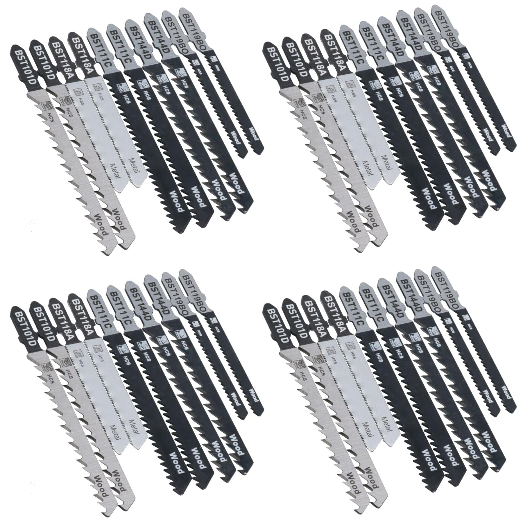 Lot de 40 lames de scie sauteuse en T pour plastique, bois, métal, lame HCS