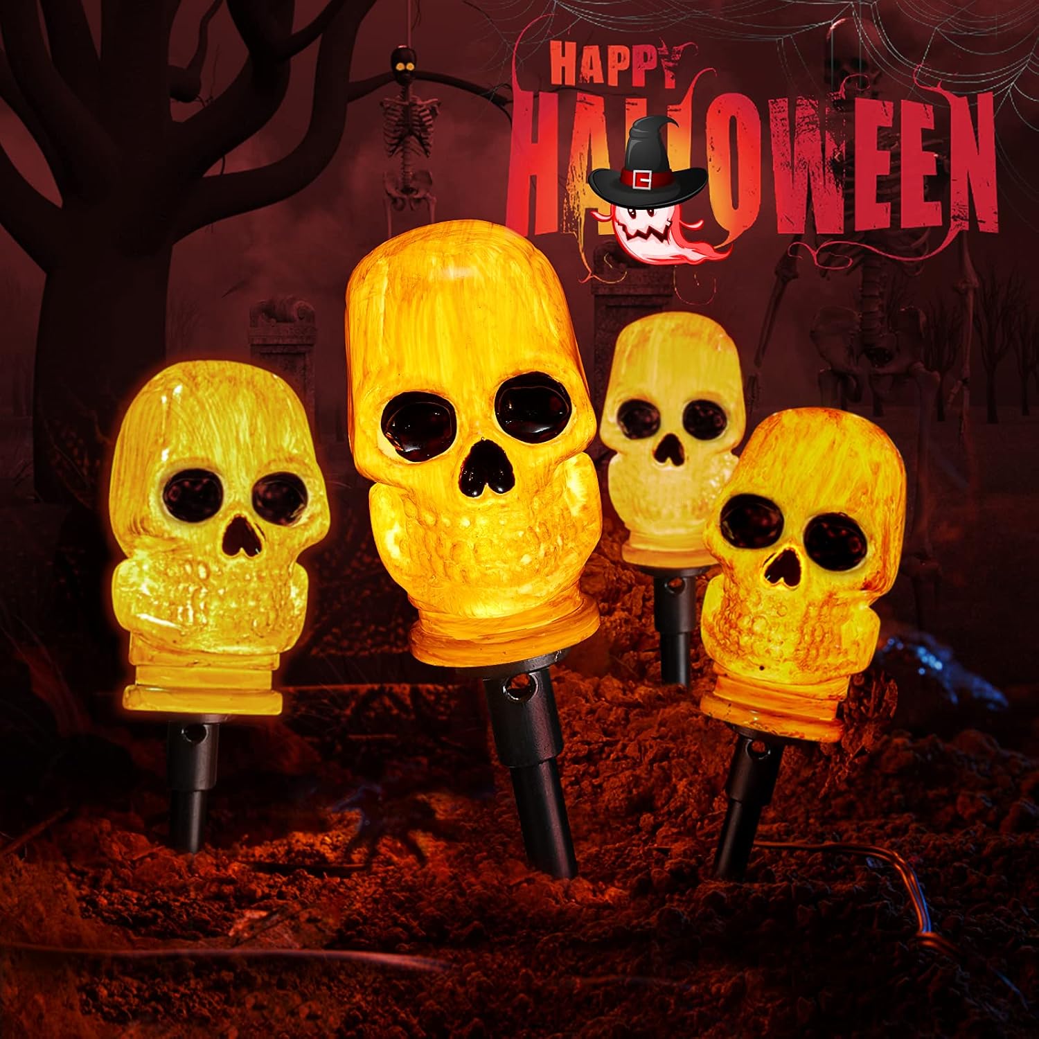 BlcTec Halloween Decorations Skulls Pathway Markers Lights Amazon.in