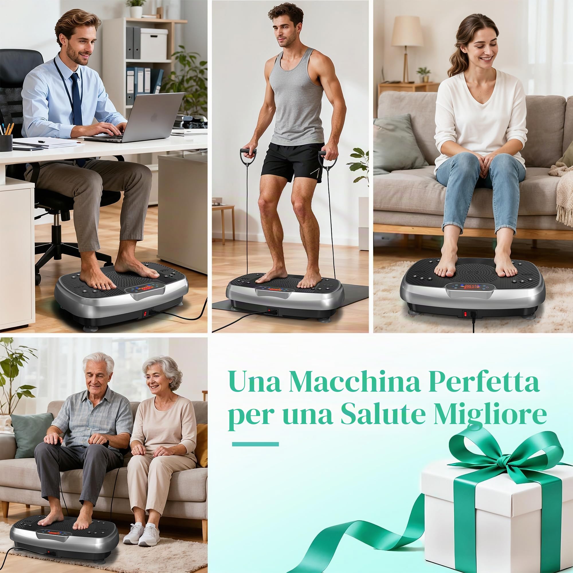Piastra vibrante, piastra vibrante migliorata con doppi motori per dimagrire, allenamento a tutto il corpo, costruzione muscolare, supporto vibrante, piastra vibrante da 160 kg