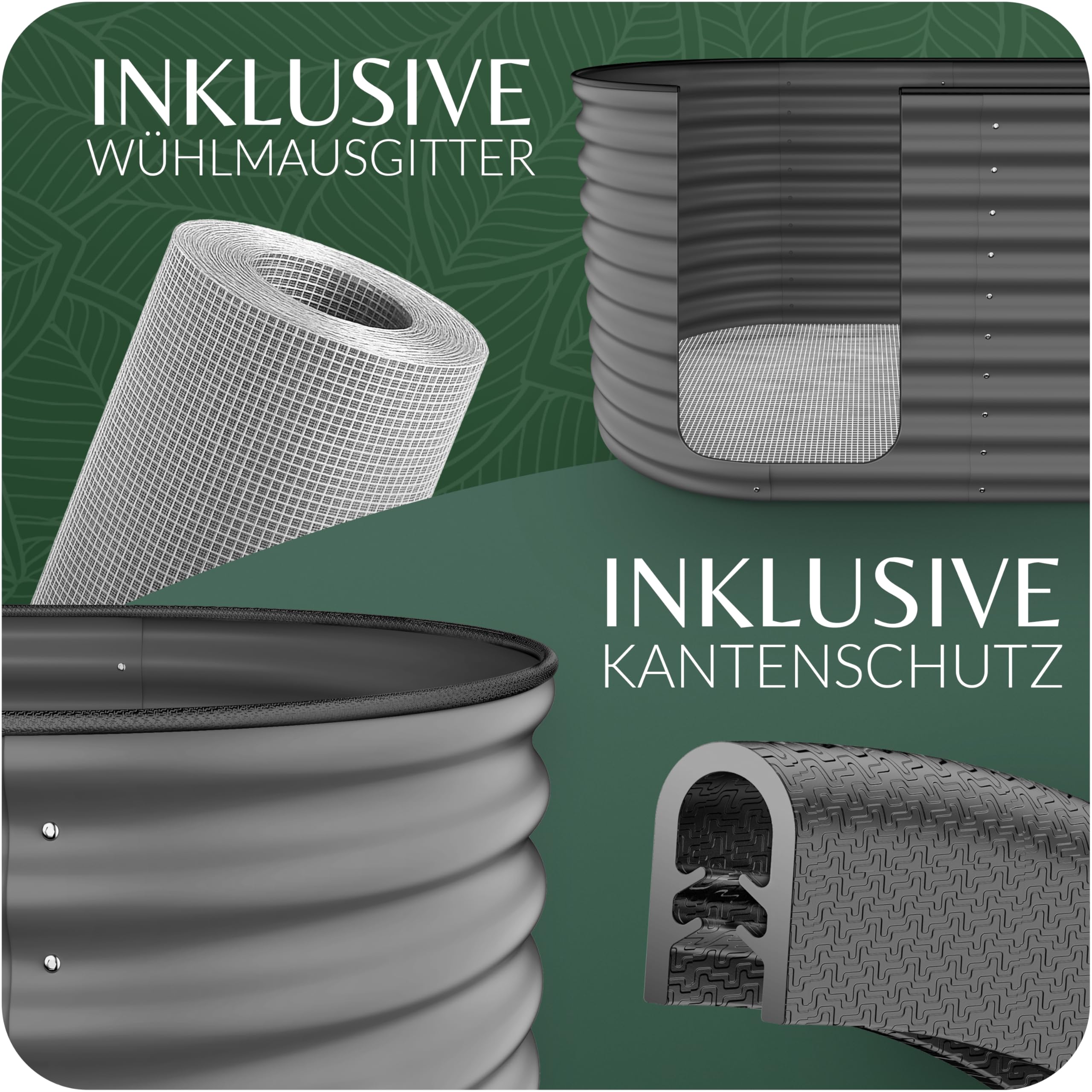 GRUNA - Hochbeet Metall 200x80x75 cm I 6 in 1 Modular Hochbeete-Kit I 100% Rostfrei I Formstabil Dank Verstrebung I Hochbeete für Garten I Hochbeet Anthrazit (200x80x75)