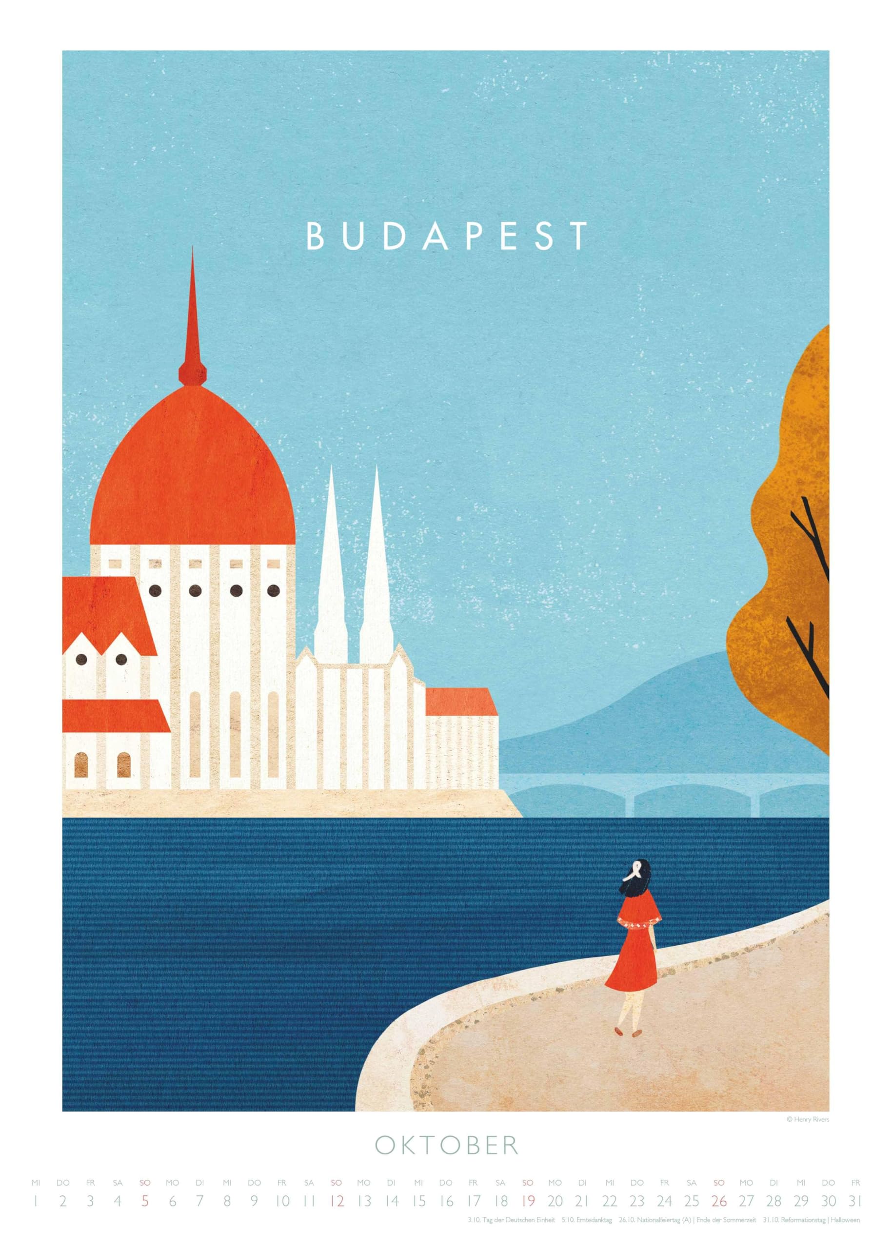 DUMONT - Rivers: Travelposter 2026 – Wandkalender im Posterformat 50 x 70 cm mit Art-Deco-Reiseplakaten von Henry Rivers